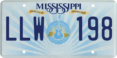 MS license plate LLW198