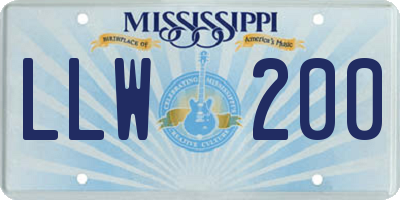 MS license plate LLW200