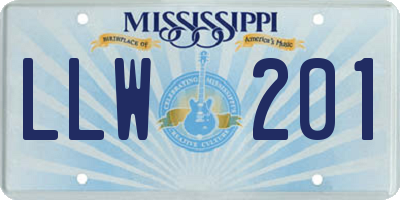 MS license plate LLW201