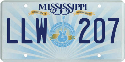 MS license plate LLW207