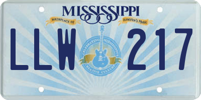 MS license plate LLW217