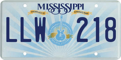 MS license plate LLW218