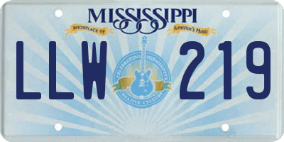 MS license plate LLW219