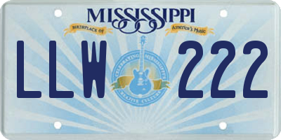 MS license plate LLW222