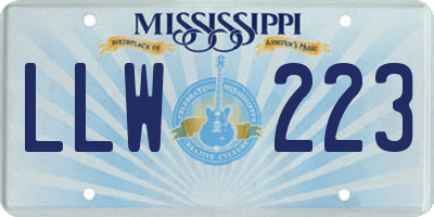 MS license plate LLW223