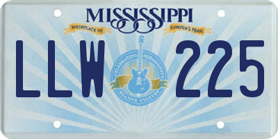 MS license plate LLW225