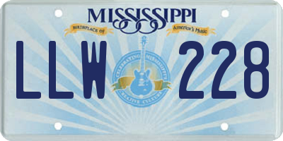 MS license plate LLW228