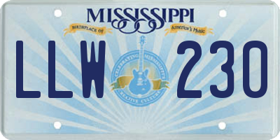 MS license plate LLW230