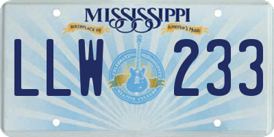 MS license plate LLW233