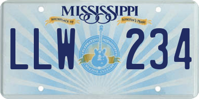 MS license plate LLW234