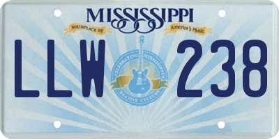 MS license plate LLW238