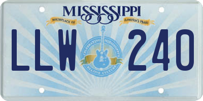 MS license plate LLW240