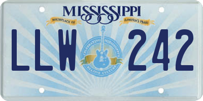 MS license plate LLW242