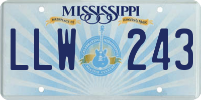 MS license plate LLW243