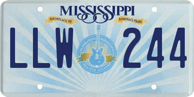 MS license plate LLW244