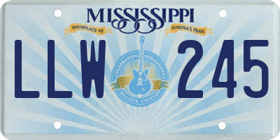 MS license plate LLW245