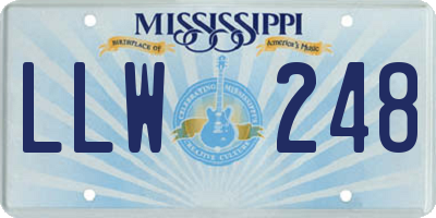 MS license plate LLW248