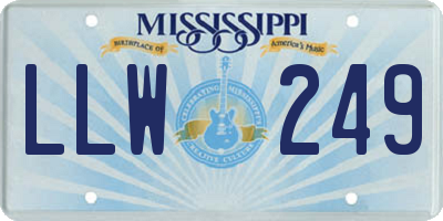 MS license plate LLW249