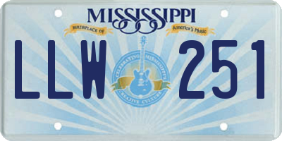 MS license plate LLW251