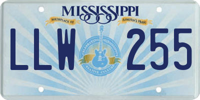 MS license plate LLW255