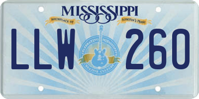 MS license plate LLW260