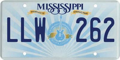 MS license plate LLW262