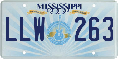 MS license plate LLW263