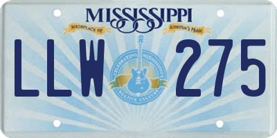 MS license plate LLW275