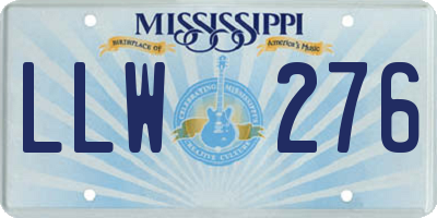 MS license plate LLW276