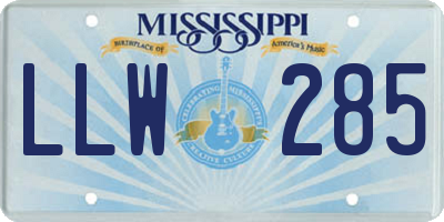 MS license plate LLW285