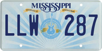 MS license plate LLW287