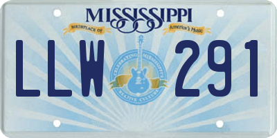 MS license plate LLW291