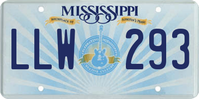 MS license plate LLW293