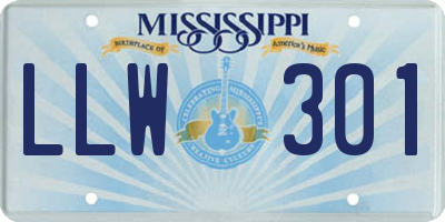 MS license plate LLW301