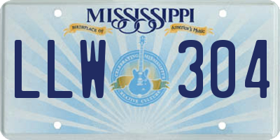MS license plate LLW304
