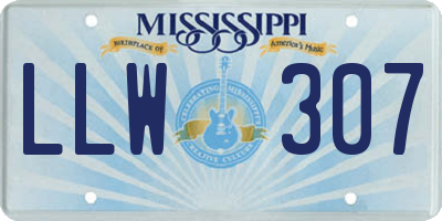 MS license plate LLW307