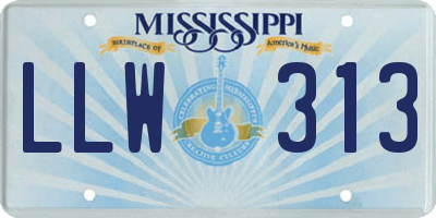 MS license plate LLW313