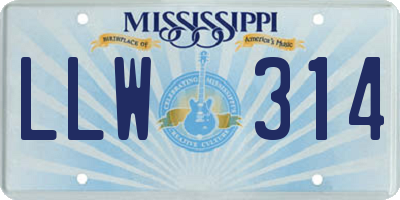 MS license plate LLW314
