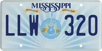 MS license plate LLW320