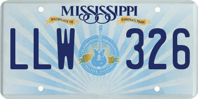 MS license plate LLW326