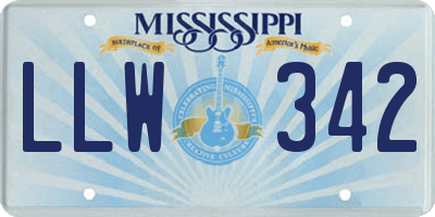 MS license plate LLW342