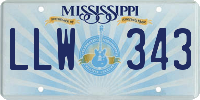 MS license plate LLW343