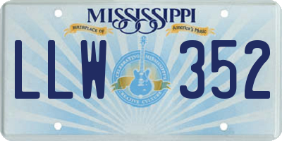 MS license plate LLW352