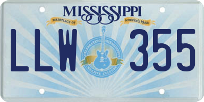 MS license plate LLW355