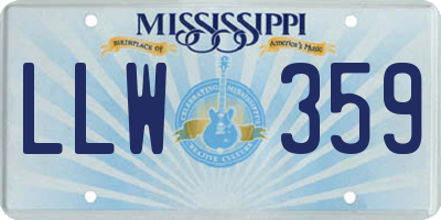 MS license plate LLW359