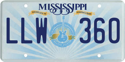 MS license plate LLW360
