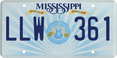 MS license plate LLW361