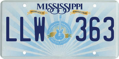 MS license plate LLW363
