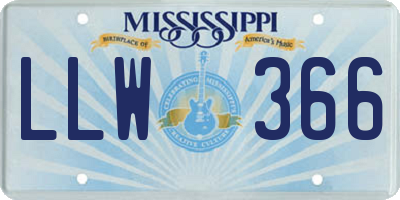 MS license plate LLW366