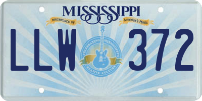 MS license plate LLW372